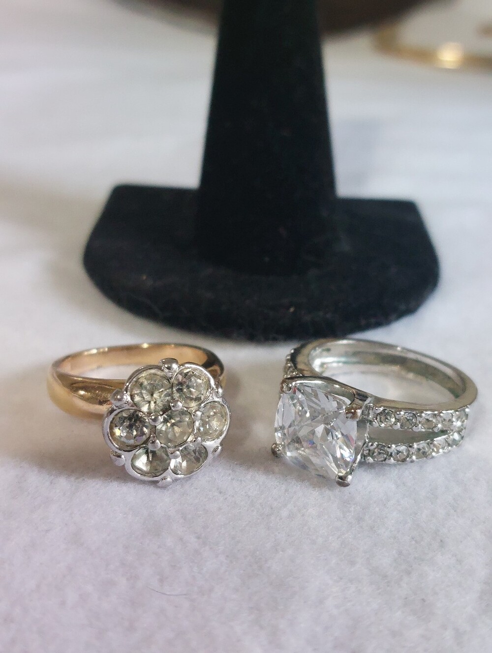 Vintage Statement Ring Bundle - Signed Park Lane Cluster & Solitaire Accent Ring